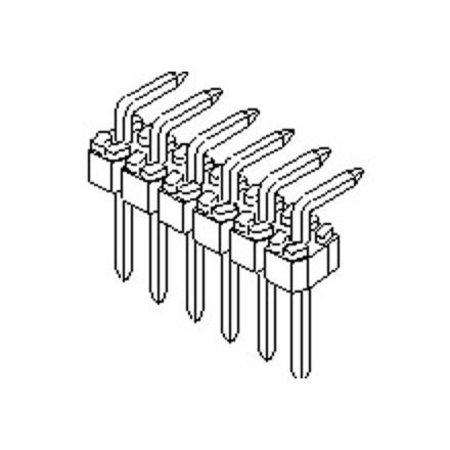 MOLEX Board Connector, 30 Contact(S), 1 Row(S), Male, Right Angle, 0.1 Inch Pitch, Solder Terminal, Black 901210150